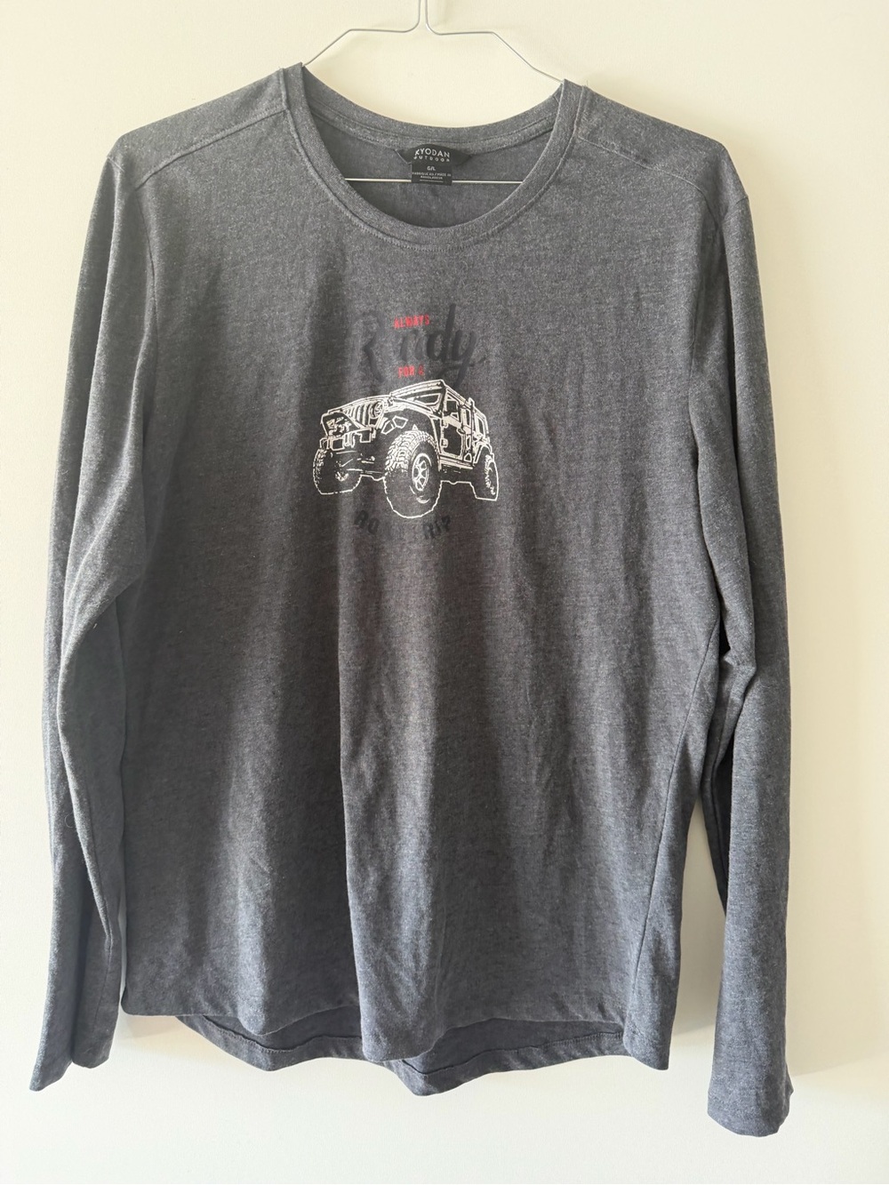 Kyodan Long Sleeve Graphic Tee - Charcoal with White Jeep Print